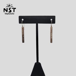 Handmade Silver Dangle Rock & Hard Place Engraved Earrings